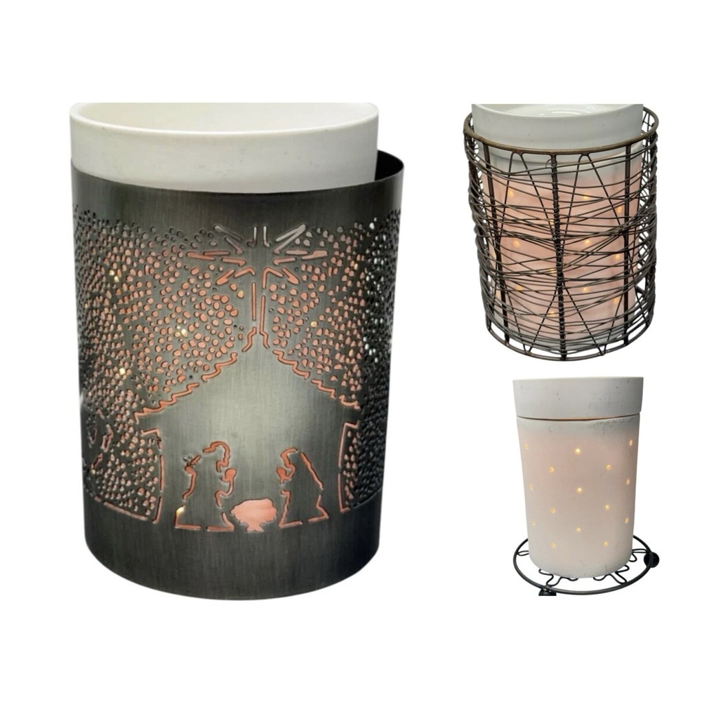 Scentsy Core Glowing Full Sz Warmer, 3 Wraps Loom+Nativity+Halloween+Stand HTF - Picture 2 of 15